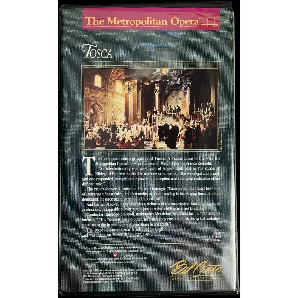 The Metropolitan Opera Tosca VHS 1985 Placido Domingo Hildegard Behrens Rare